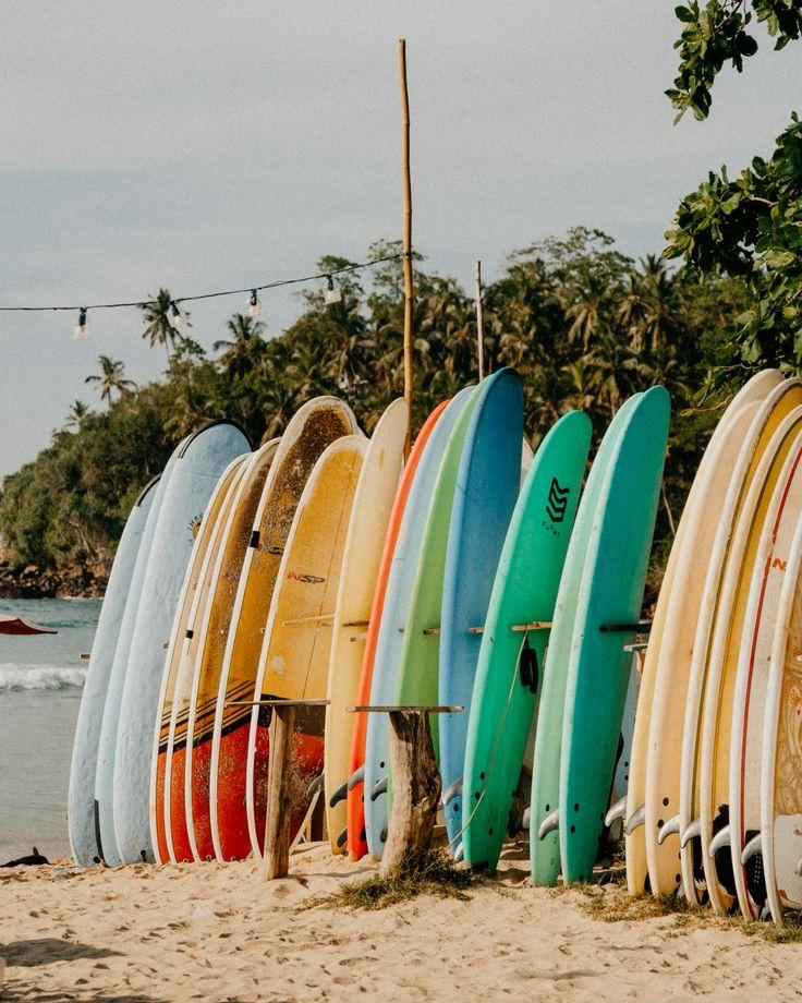 Surfer riding a wave at Hiriketiya Beach, Sri Lanka